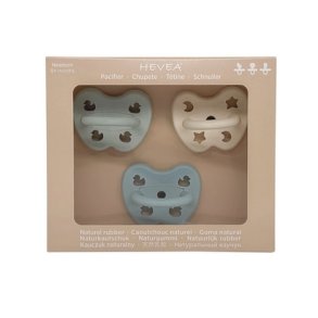 Hevea Pacifier Trial Trio-pakke 0+ mdr - Mellow Mint/ Milky White/ Baby Blue