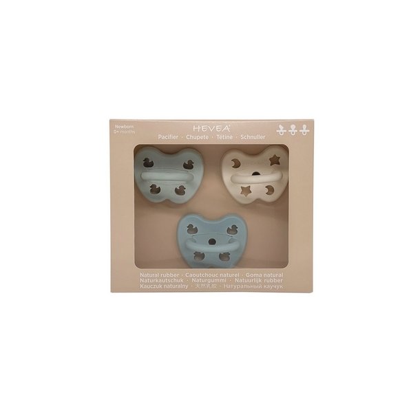 Hevea Pacifier Trial Trio-pakke 0+ mdr - Mellow Mint/ Milky White/ Baby Blue