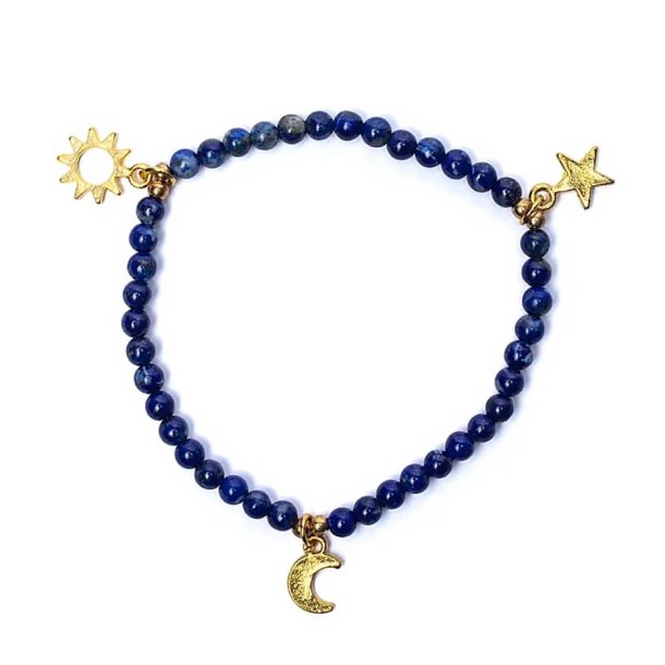 Armbnd af Lapiz Lazuli m. 3 vedhng