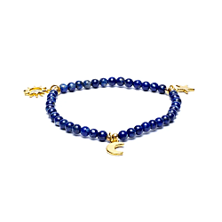 Armbnd af Lapiz Lazuli m. 3 vedhng