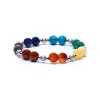 Armbnd med mineraler p elastik i farverne p de 7 chakraer - 1 stk