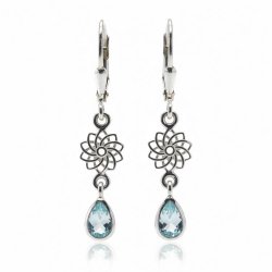  Mandala-�reringe 925 sterlings�lv med bl� topaz