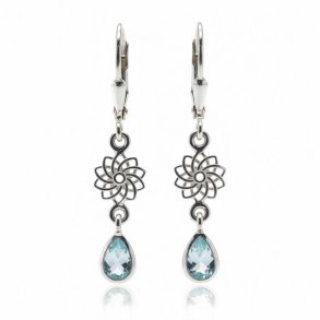  Mandala-�reringe 925 sterlings�lv med bl� topaz