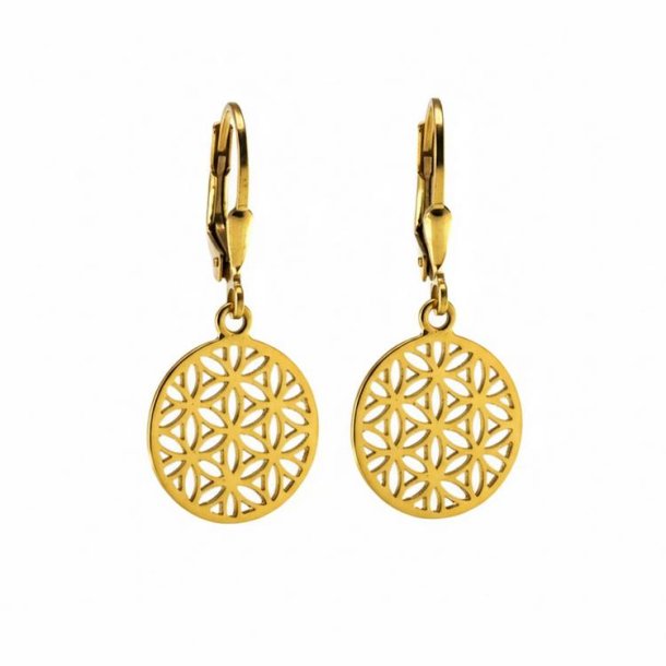 Yoga-�reringe forgyldt 925 sterlings�lv med Flower of Life vedh�ng