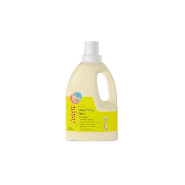 Sonett Flydende Vaskemiddel Color, kologisk, Mynte og citron - 1,5 liter