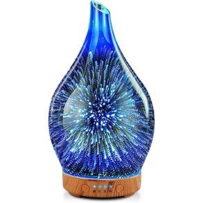 Porseme Aromadiffuser og luftfugter med glaskuppel - til teriske olier - Silver