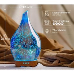 Porseme Aromadiffuser og luftfugter med glaskuppel - til teriske olier - Silver