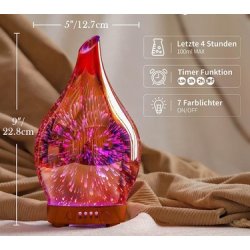 Porseme Aromadiffuser og luftfugter med glaskuppel - til teriske olier - Rose Gold