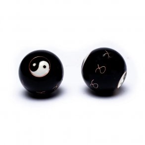 Meridian kugler - Med stort Ying og Yang symbol - Sort