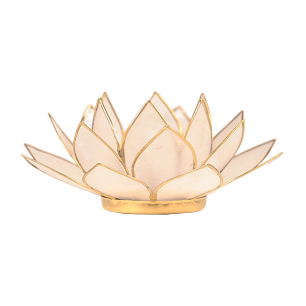 Lotus Capiz fyrfadsstage med guldfarvede kanter - natur/rhvid