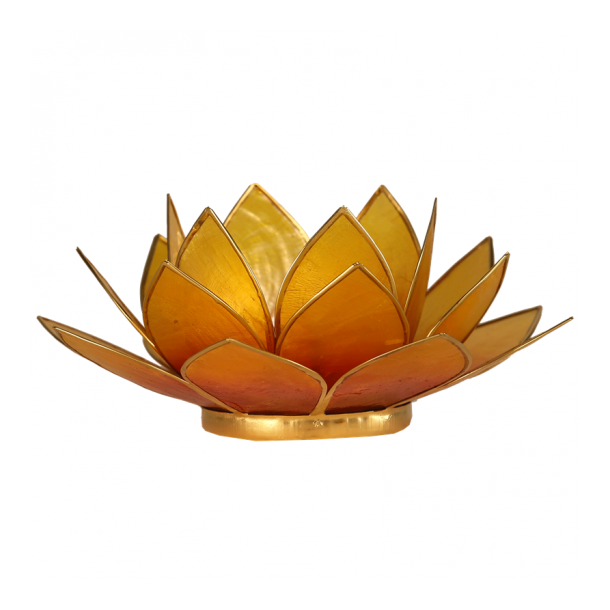 Lotus Capiz fyrfadsstage med guldfarvede kanter - Orange/gul