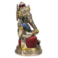 Ganesha Statue med mosaik dekoration - 20 cm.