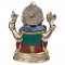 Ganesha Statue med mosaik dekoration - 20 cm.