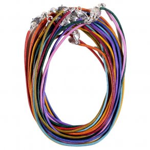 Lderhalskder med karabinlukning i assorterede farver - 10 stk.