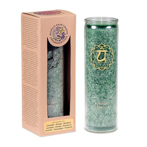 Chakraduftlys i glas med teriske olier - 4. chakra (Anahata)