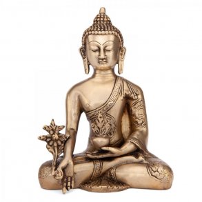 Medicin Buddha Statue i messing - 18 cm.