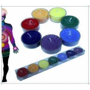 Chakraduftlys med teriske olier - 7 stk.