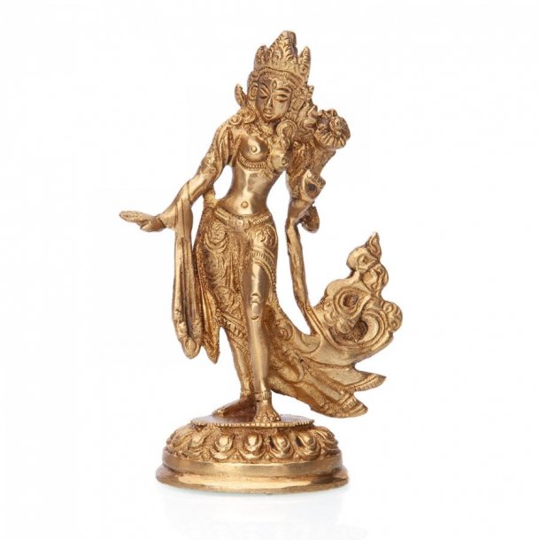 Dansende Tara Statue i messing - 13 cm. 