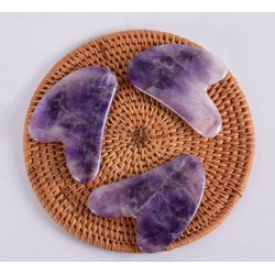 Gua Sha Naturlig Ametyst Massageredskab i hjerteform - 8 cm.