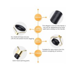 Gua Sha St med Ansigtsrulle og Massageredskab - Obsidian