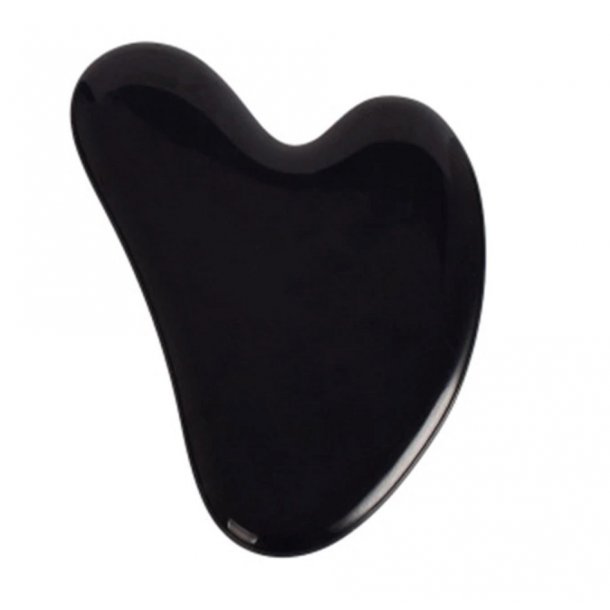 Gua Sha Obsidian Massageredskab i hjerteform - 8 cm.