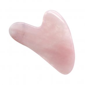 Gua Sha Naturlig Rosakvarts Massageredskab i hjerteform - 8 cm.