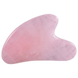 Gua Sha Naturlig Rosakvarts Massageredskab i hjerteform - 8 cm.