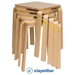 Trtaburet Firkantet Stabelbar - Hjde: 38 cm.