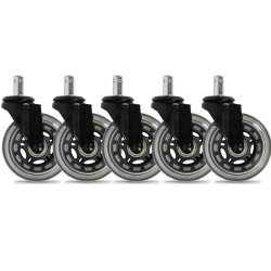 Hjul til arbejdsstole/kontorstole - Egner sig til fliser og parket - 10x22 mm. - 5 stk.