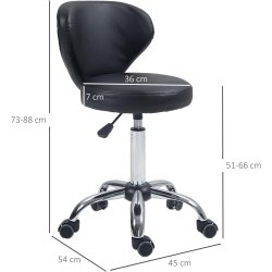 Homcom Arbejdsstol/salonstol med rygst�tte - Siddeh�jde fra 51 - 66 cm.