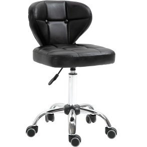 Homcom Arbejdsstol/salonstol med rygsttte - Siddehjde fra 48 - 63 cm.