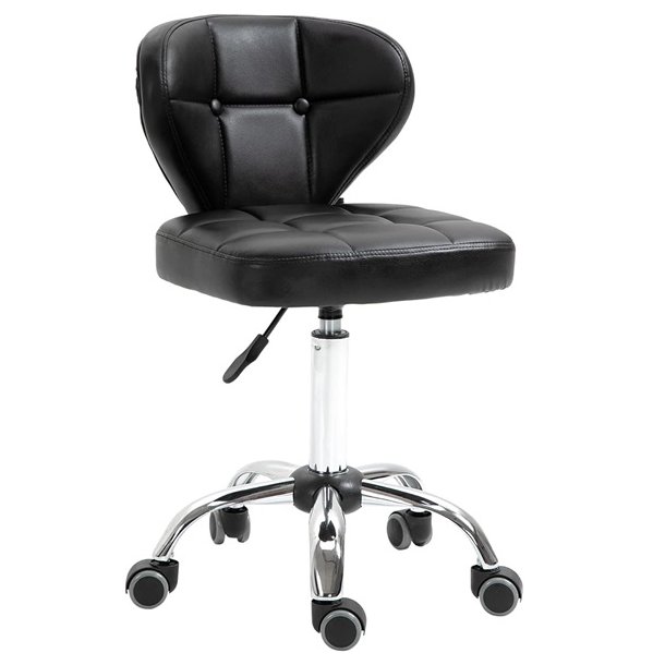 Homcom Arbejdsstol/salonstol med rygsttte - Siddehjde fra 48 - 63 cm.