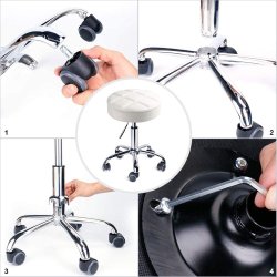 Leader Luksus Arbejdsstol Taburet med hjul - Hvid