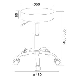 SixBros Arbejdsstol Taburet med hjul - Sort