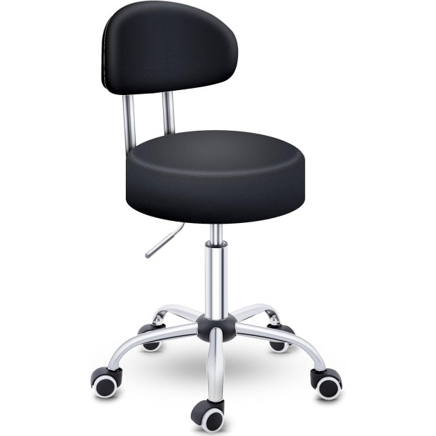 Taburet med hjul og rygln - 47-60 cm.