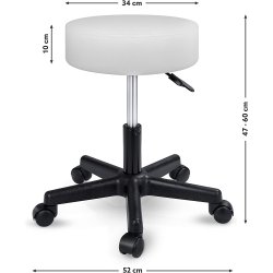 Casaria Arbejdsstol/Taburet med hjul - Hvid