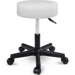 Casaria Arbejdsstol/Taburet med hjul - Hvid