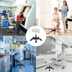 Casaria Arbejdsstol/Taburet med hjul - Hvid