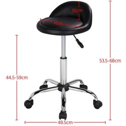 Arbejdsstol med lille rygsttte Sort - Siddehjde fra 44-59 cm.