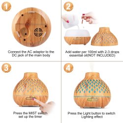 Frecoo Aromadiffuser til teriske olier - 400 ml.