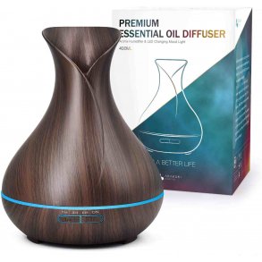 Likemylux Aromadiffuser med ultralyd og 7 farvet LED lys - Mrkt trlook