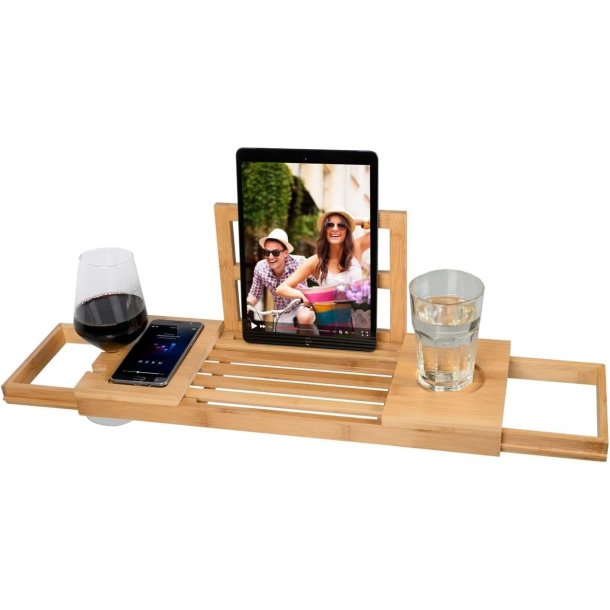 Bamboo Bakke til badekar i bambus, Justerbar - 50-92 x 18 x 4 cm.