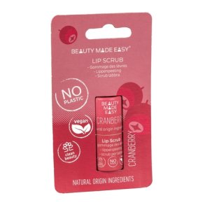 Beauty Made Easy paper tube lip scrub Sugar & Cranberry - 5,5 g.