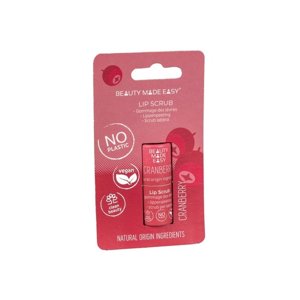 Beauty Made Easy paper tube lip scrub Sugar &amp; Cranberry - 5,5 g.