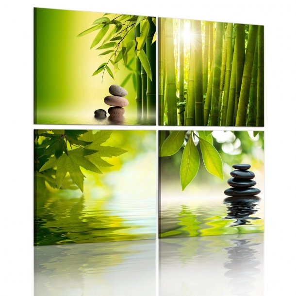 4 stk. wellnessbilleder - Green Garden - 40 x 40 cm