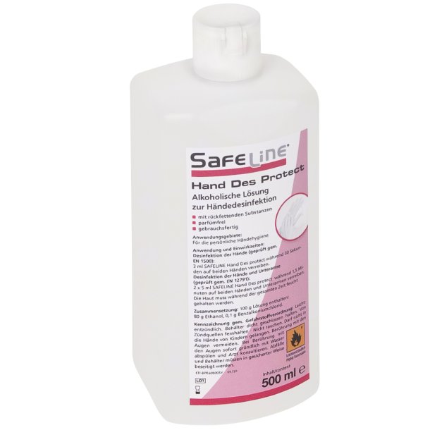 Safeline Skin Des Protect - Hud- og hnddesinfektion med fugtgiver - 500 ml.