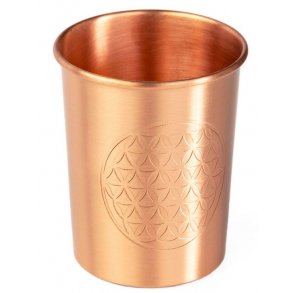 Bodhi St med 2 krus Ayurveda Kobber Drikkekrus - Flower of life