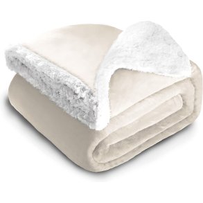 Sherpa Hyggetppe i lammeskinds look, ko-Tex - Creme