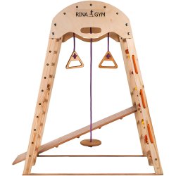 LegeGym Aktivitetstrekant med ribbe, klatrenet, gynge, rutschebane mm. Rinagym