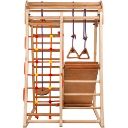 LegeGym Aktivitetstrekant med ribbe, klatrenet, gynge, rutschebane mm. Rinagym